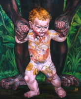 First Steps: “MILITARY BABY”, Oil & 23K Gold Leaf on Linen, 24”x20”, 2005