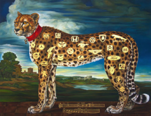 "CHEETAH II", Oil & 23K Gold Leaf on Linen, 50”x60”, 2011-12