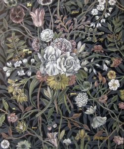 Flora in Grisaille: “FRENCH I”, (Small), Oil & 23K GL on Linen, 24”x20”, 2012