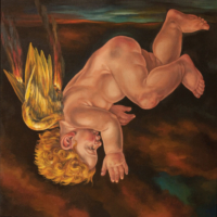 "The Icarus Project #12" - Oil and 23K Gold Leaf on Panel. 16" x16"