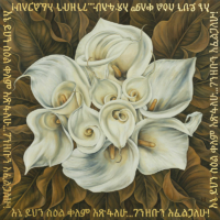 Flora in Grisaille, “ETHIOPIA”, (Small), Oil & 23K Gold Leaf on Linen, 24”x24”, 2018