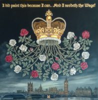 Flora in Grisaille: “ENGLAND”, (Medium), Oil & 23K Gold Leaf on Linen, 2025-26